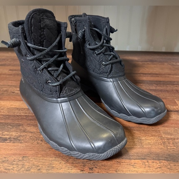 Sperry Top Sider Saltwater Womens' Size 9M Shoes Black Rain Duck Boots - Picture 1 of 15